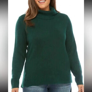 NWT New Directions Plus Size 3X Dark Green Asymmetrical Cowl Neck Sweater Lux